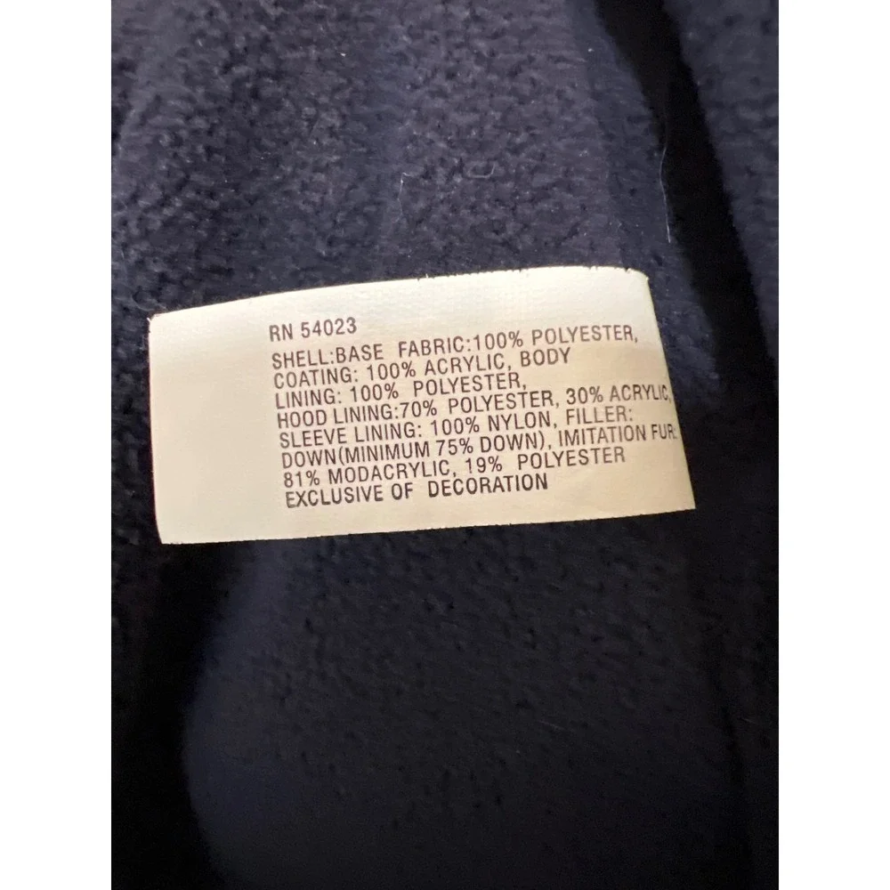 babyGap Snowsuit Kids 12-18 Months Navy Blue Down Puffer Hooded Faux Fur Trim